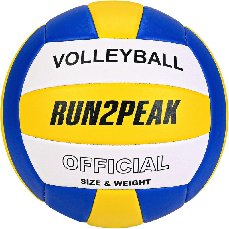 RUN2PEAK Soft Volleyball Ball Official Size 5 Volleyballs for Indoor Outdoor Beach Pool Game Play for Youth Teen Team Beginners Professional PU Leather Training Practice Volley Balls - Image 1